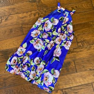 Cece Blue flower print trapeze dress